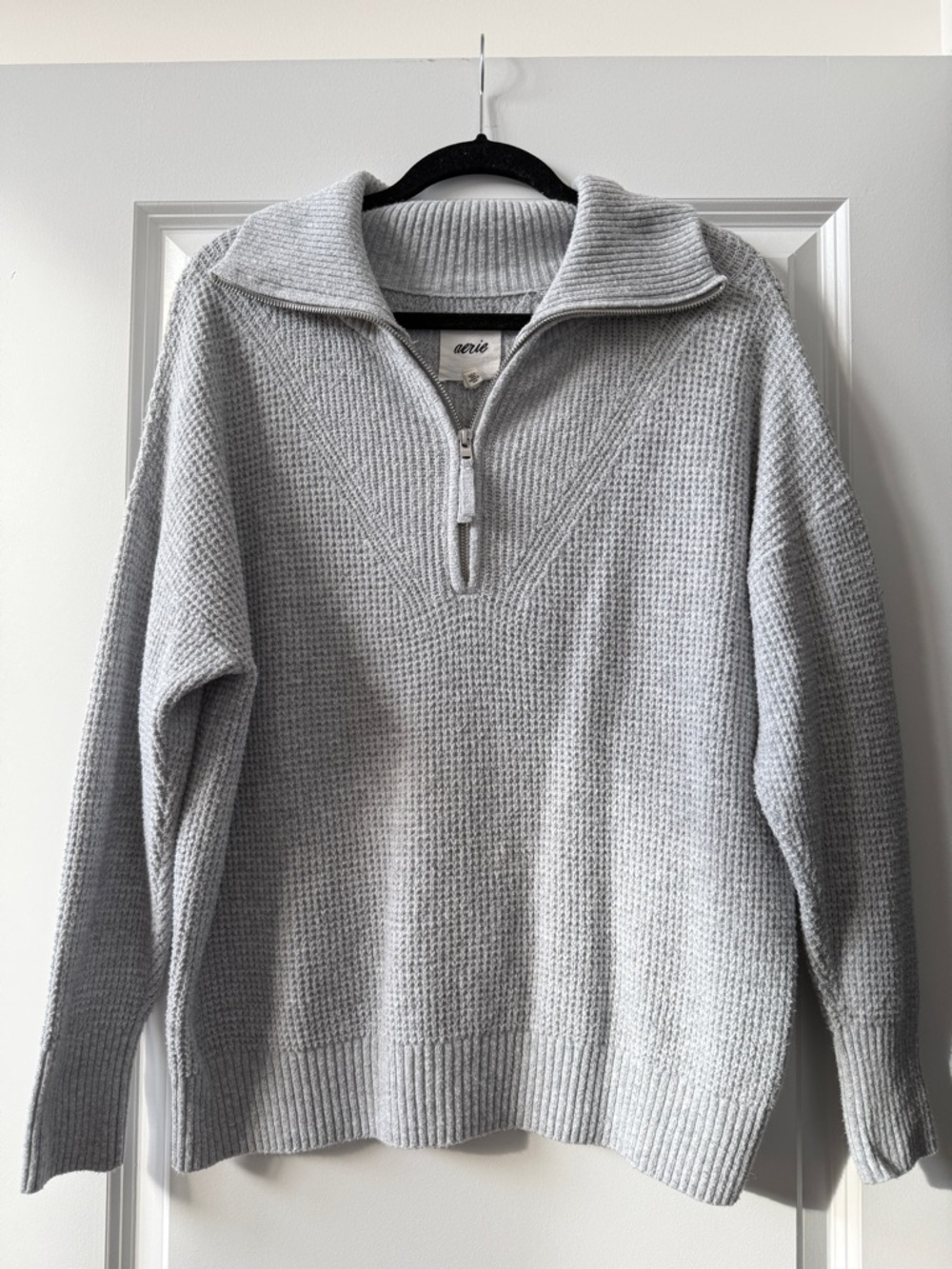 Aerie CozyUp Waffle Quarter Zip Sweater